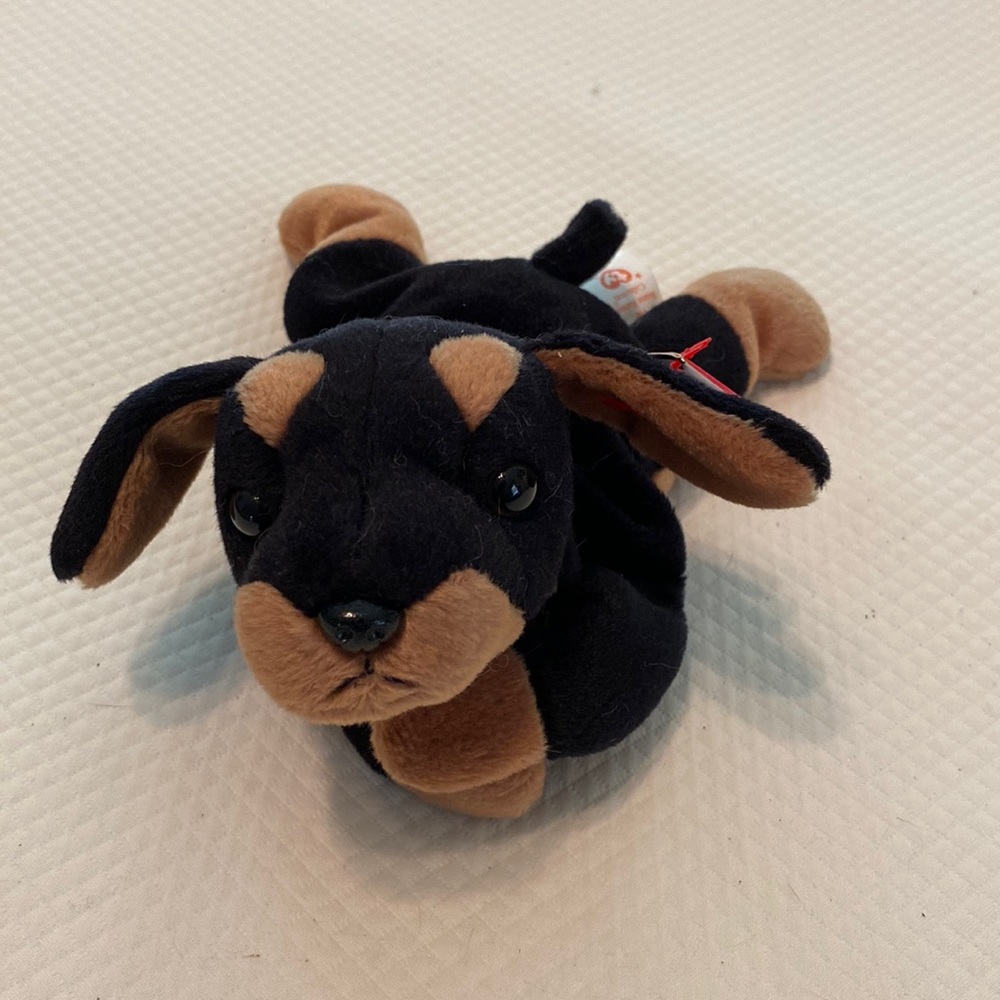 Ty Beanie Baby Brown Black Doby Doberman Pinscher Dog Stuffed Animal Toy